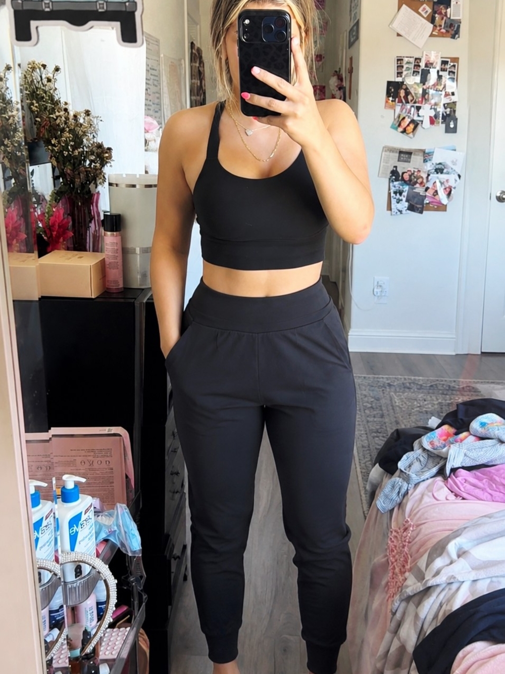Black High-Rise Jogger Pants for Women